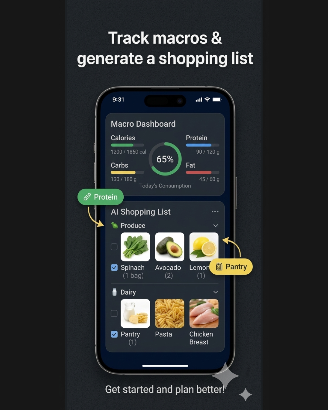 Track macros &amp; shop